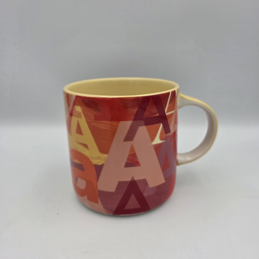Anthropologie Lottie Monogram Initial A Coffee Mug Red Orange‎ Yellow